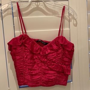 Zara pink ruffled top